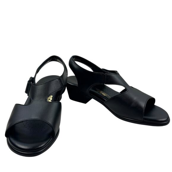 SAS Black Suntimer Comfort Cushioned Support Classy Heeled Sandals Women's 6.5 - Picture 1 of 10